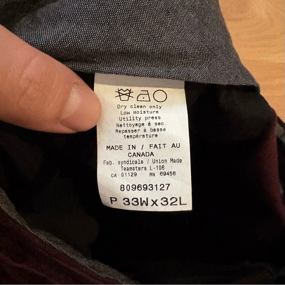 Todd Snyder Burgundy  Italian Corduroy Velvet Sutton Suit Pant Trouser Sz 33/32 - Picture 11 of 15